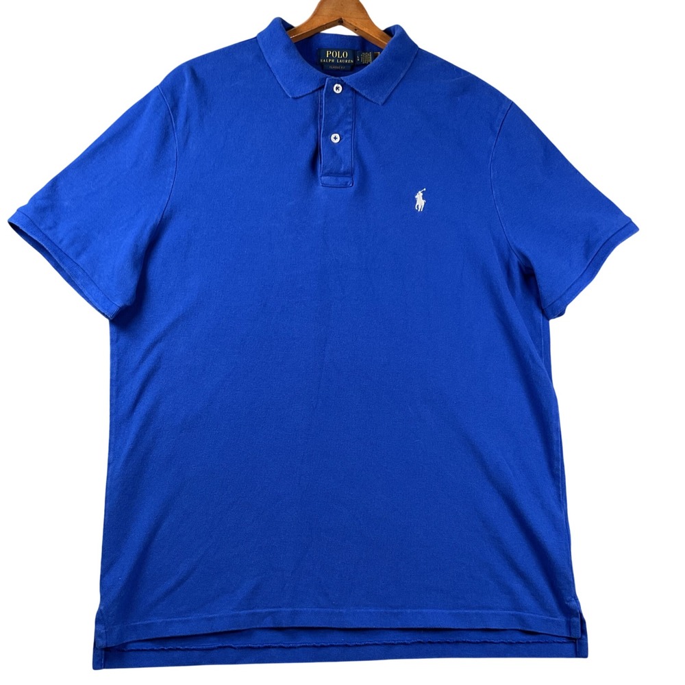 Polo Ralph Lauren Polo Shirt Mens Large Blue Classic Fit Short Sleeve Pony Logo